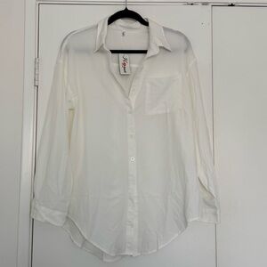 Amazon Women's Classic Cream Button-Down Shirt